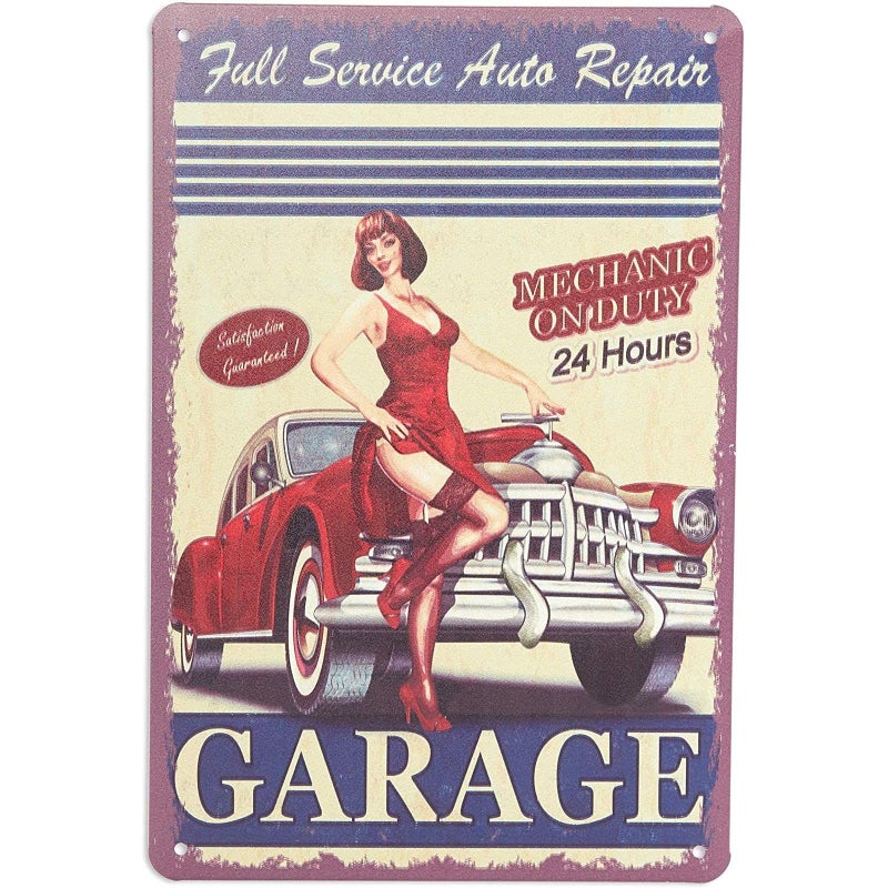 Okuna Outpost 6 Pack Vintage Metal Signs for Retro Garage Wall Decor  6 Designs (8 x 11.8 In) - Image 4